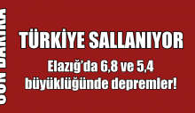 Elazığ’da 6,8 ve 5,4 büyüklüğünde depremler!
