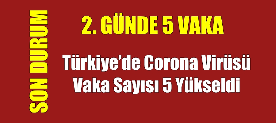 Türkiye’de Corona virüsü vaka sayısı 5 yükseldi