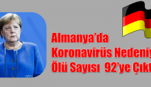 Almanya’da Koronavirüs Nedeniyle Ölü Sayısı  92’ye Çıktı