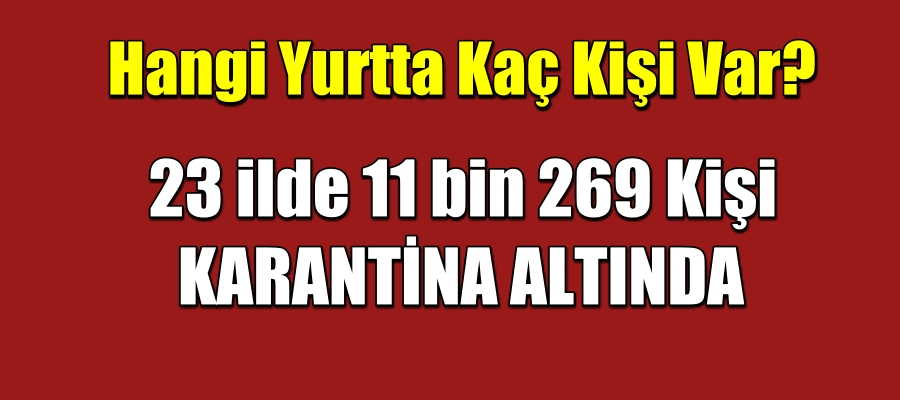 23 ilde 11 bin 269 kişi karantina altında