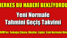 Yeni Normale Tahmini Geçiş Takvimi