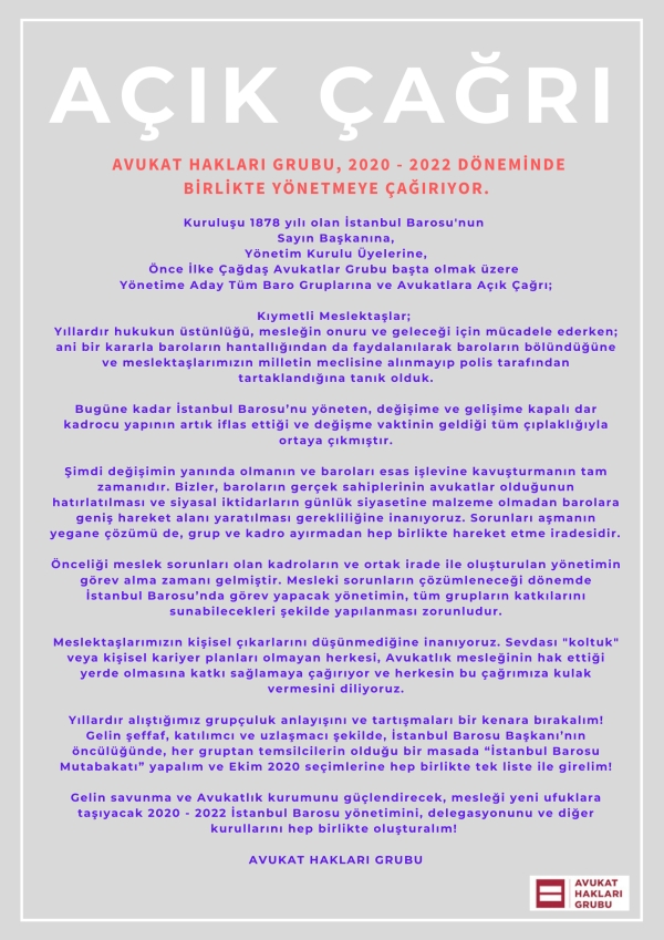 Bir grup avukat “çoklu baro”lara karşı birlikte hareket etmek için çağrı yaptı.