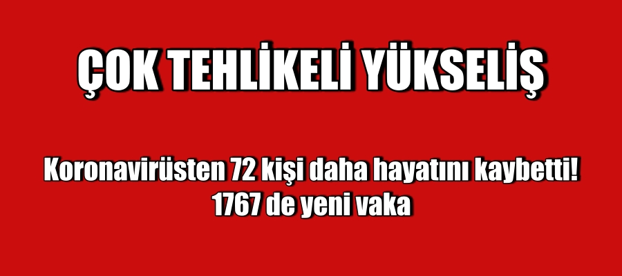 Koronavirüsten 72 kişi daha hayatını kaybetti! 1767 de yeni vaka