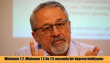 Minimum 7.2. Minimum 7.2 ile 7.6 arasında bir deprem bekliyoruz