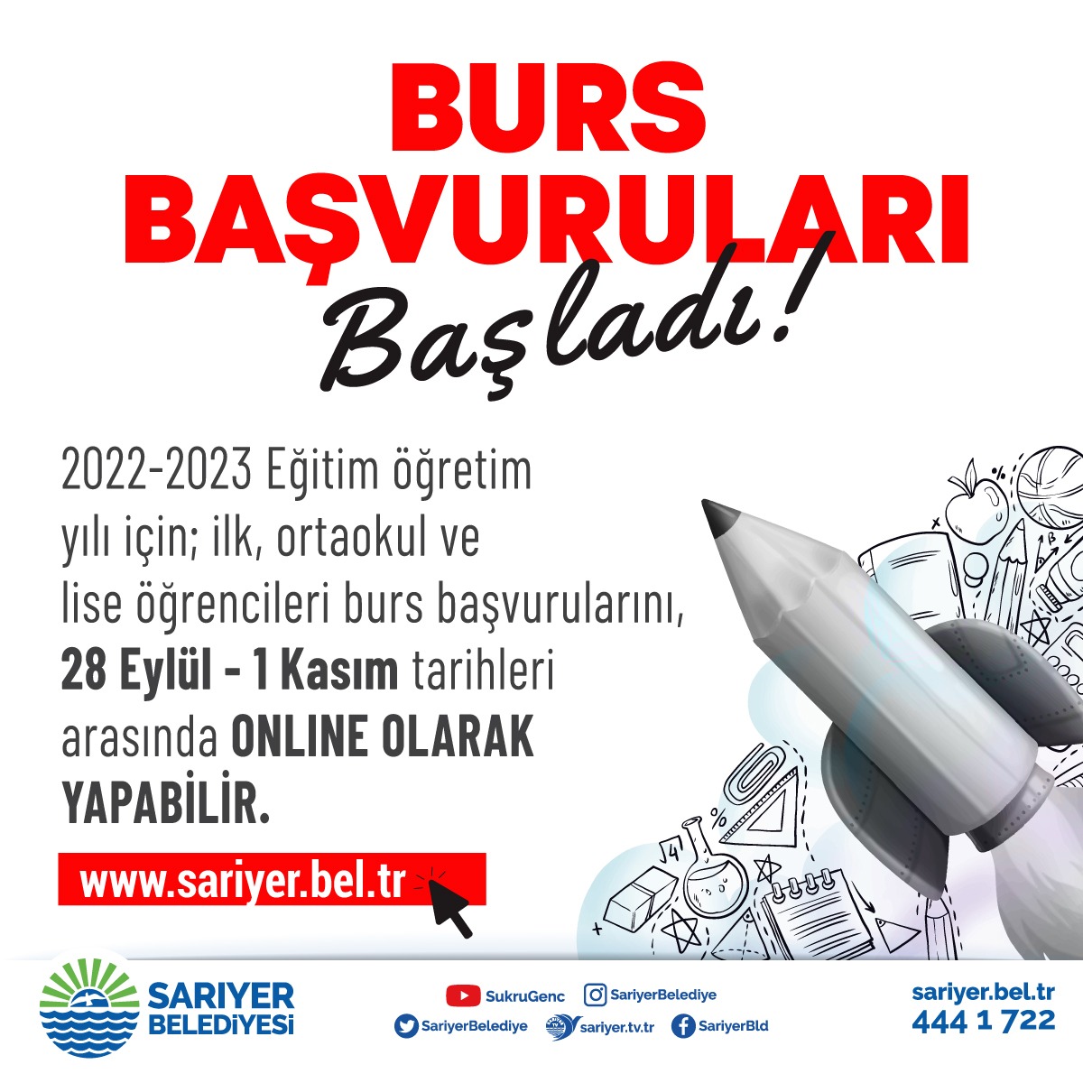 SARIYER BELEDİYESİ BURS BAŞVURULARI BAŞLADI