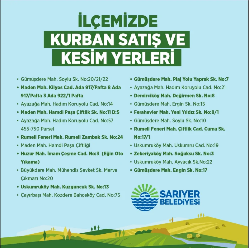 KURBAN SATIŞ VE KESİM YERLERİ BELİRLENDİ